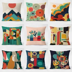 Geometric Colorful Pattern Decorative Pillowcase Living Room Bedroom Square Cushion Pillowcase