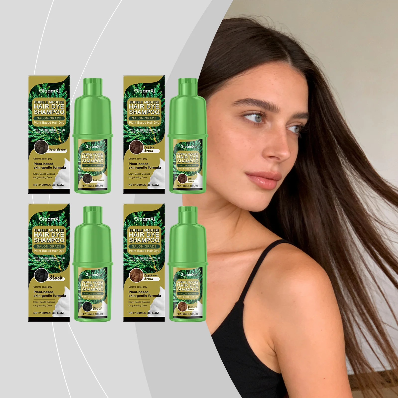 2 in 1 Bubble Hair Dye Shampoo Gentle Long Lasting Coloring Covering Gray Nourishing No Stimulating Household Plant Hair Mousse