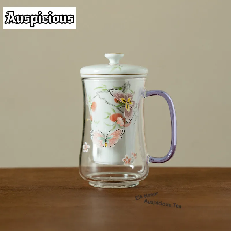 

320ml Gold-embossed White Porcelain Persimmon Filter Tea Separator Cup Elegant Tea Mug with Infuser Tea Brewing Office Water Cup