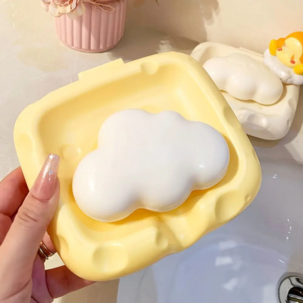 Household Organizer ABS Cheese Soap Dish Drainable Cute Soap Saver Tray Easy to Clean Soap Storage Rack Home