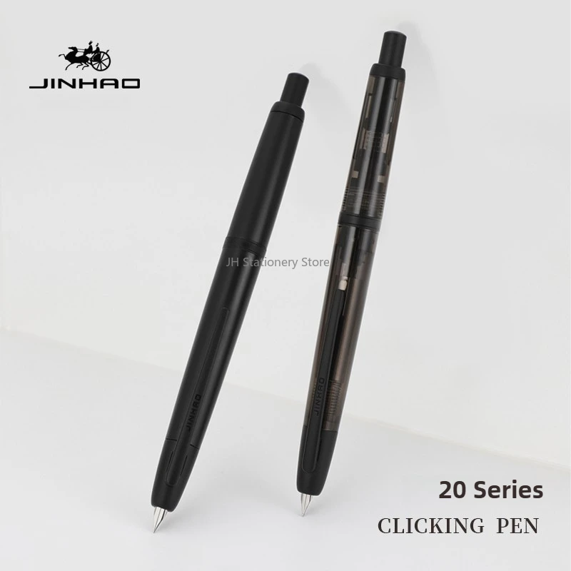 

JINHAO 20 Press Fountain Pen Retractable Plastic With Clip EF/F Nib Writing Ink Converter Stationery PK 10 A1 School Supplies