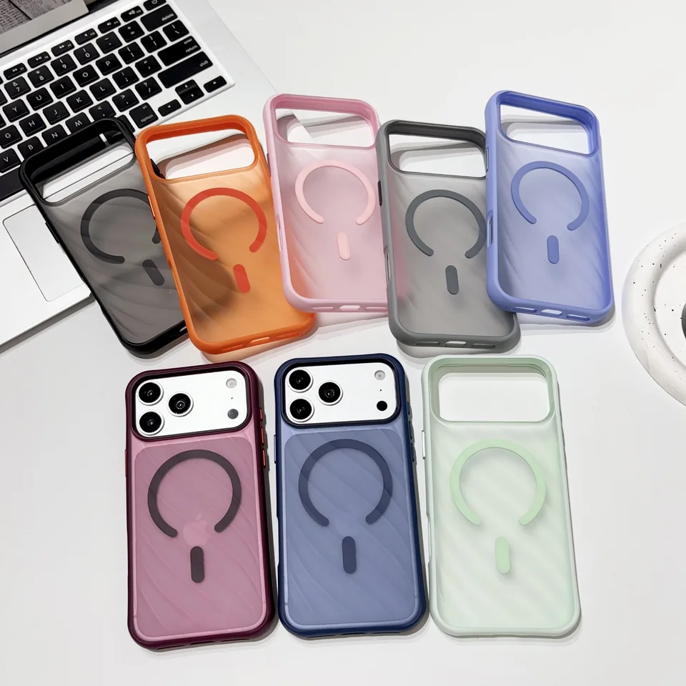 Funda de lujo esmerilada magnética para iPhone 13 14 15 16 17 18 Pro Max para Magsafe, cubierta ultrafina con sensación de piel 5