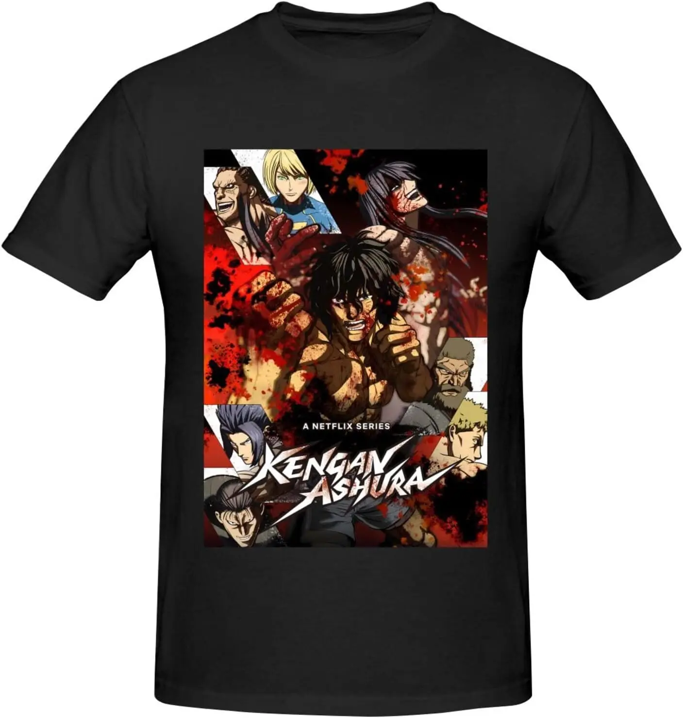 Kengan Anime Ashura Shirt Men\'s Breathable Custom Cotton Short Sleeve Tshirt Fashion Casual Tops Tees Black