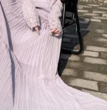 

Элегантная фиолетовая плиссированная длинная юбка А-силуэта для женщин, весна-лето 2026, новая модель с высокой талией, стройнящая, с расклешенным подолом