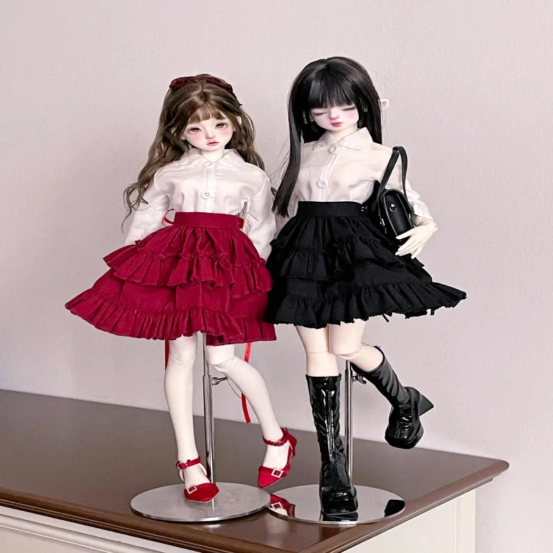 BJD Doll Clothes 2 Pieces Outfit Shirt And Skirt Set Fit Regular 1/4 Large1/4 Dolls Replacement Accessories Doll Not Included
