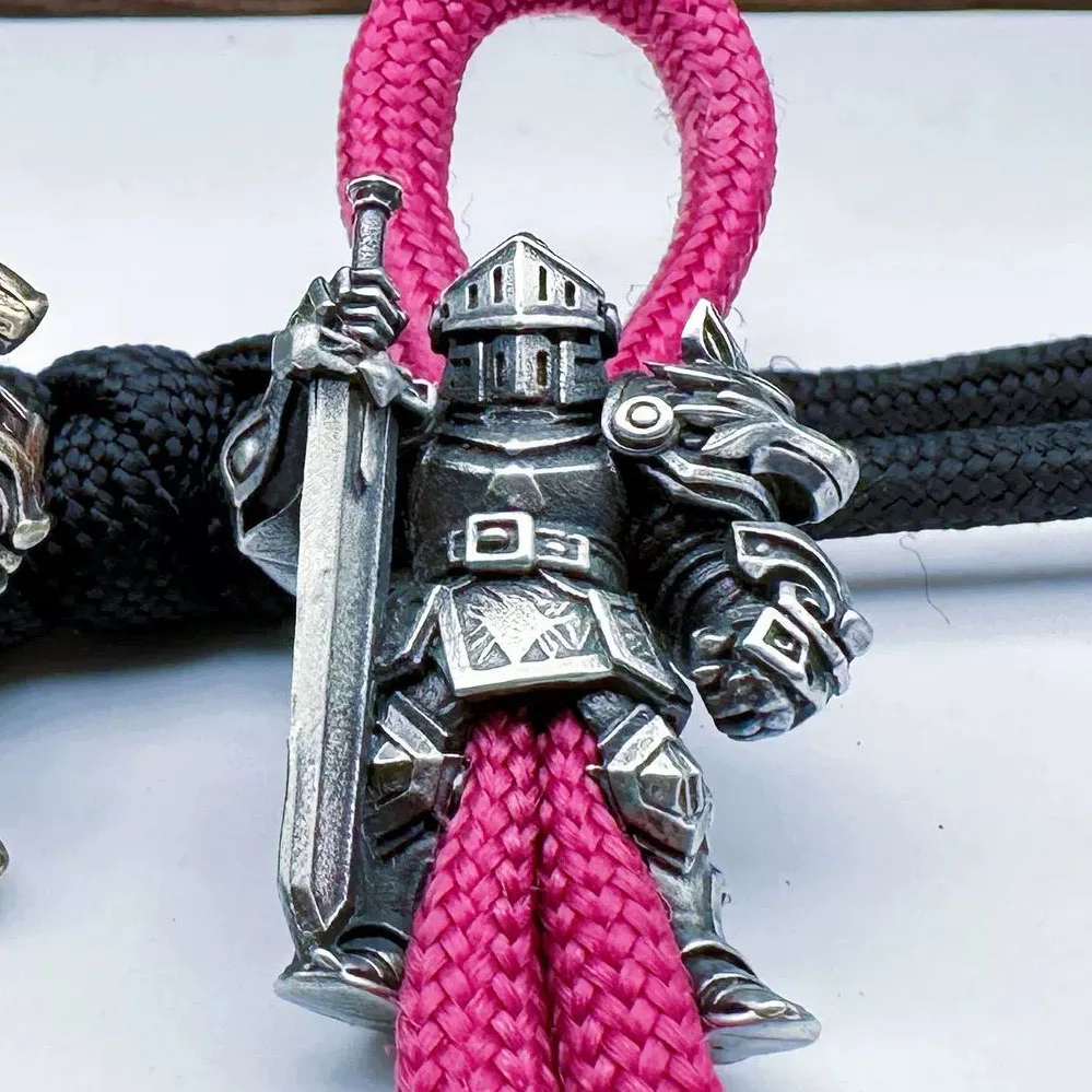 Armor Samurai Brass Knife Beads EDC DIY Paracord Woven Bracelets Lanyard Pendants Accessories Outdoor Tool Hangings Charms