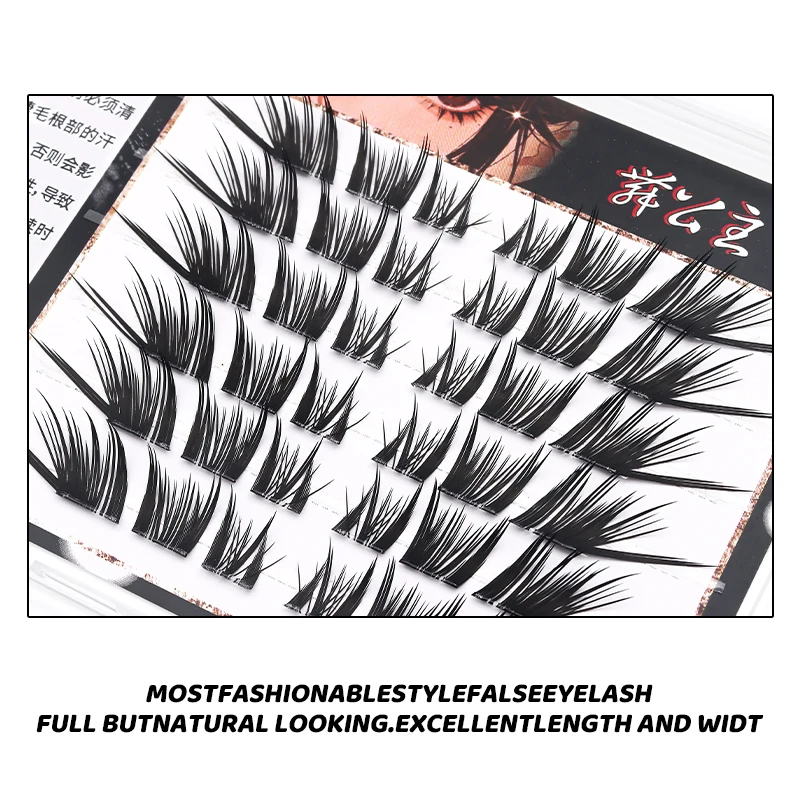 DINGSEN 6 Reihen Kleberfreie Fuchsaugen-Effekt Cluster-Wimpern Selbstklebend Wiederverwendbar Koreanische Geflügelte Manga-Wimpern für den täglichen Gebrauch Katzenwimpern – Detail 6
