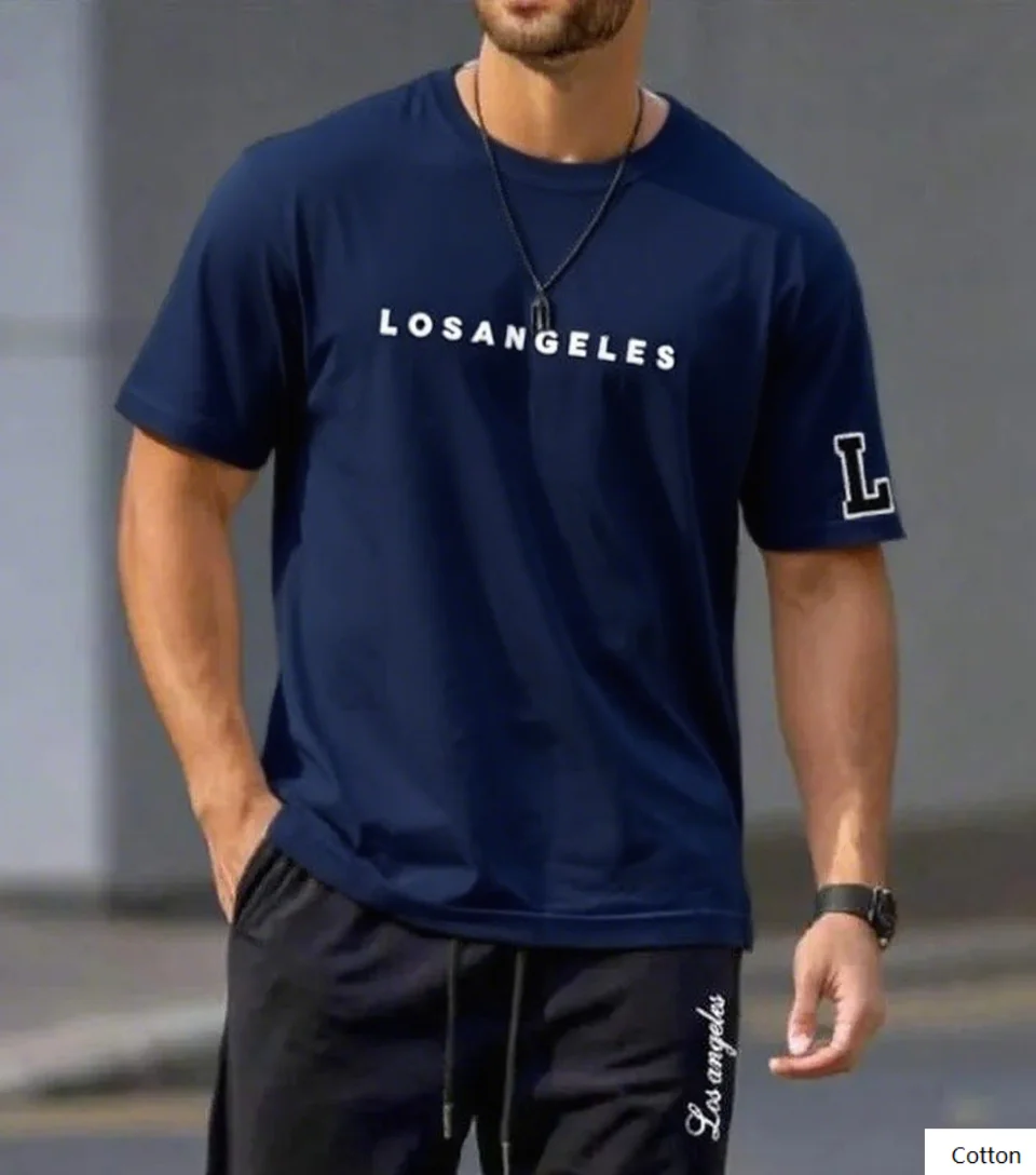 تي شيرت قطني عالي الجودة مطبوع عليه لوس أنجلوس يرمز حبك لمدينة النجوم رائعة للاستخدام اليومي