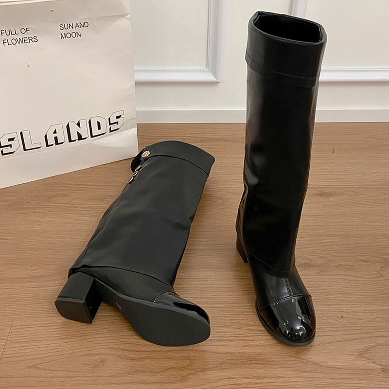 

Высокие сапоги для женщин. Модная обувь на высоком каблуке. Платье до колена. Зимние сапоги. Новинка 2023 года. Роскошные дизайнерские туфли-лодочки. Mujer Chelsea Botas.