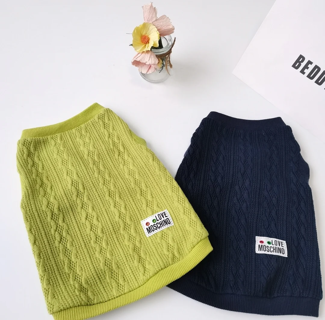 British Gentleman Style two-piece Set for Sphynx Cat Spring Autumn Shirt knitted Sweater Elegant Suit Green Blue Vest for Kitten view 5