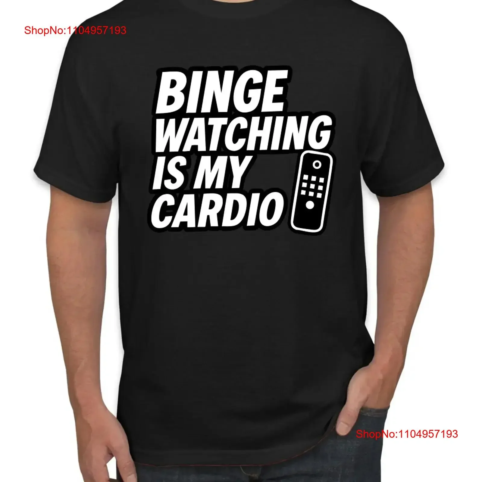 

Binge Watching Is My Cardio Funny Remote TV Movie Lover Men's T Shirt vintage Washed Soft Casual Breathable graphic
