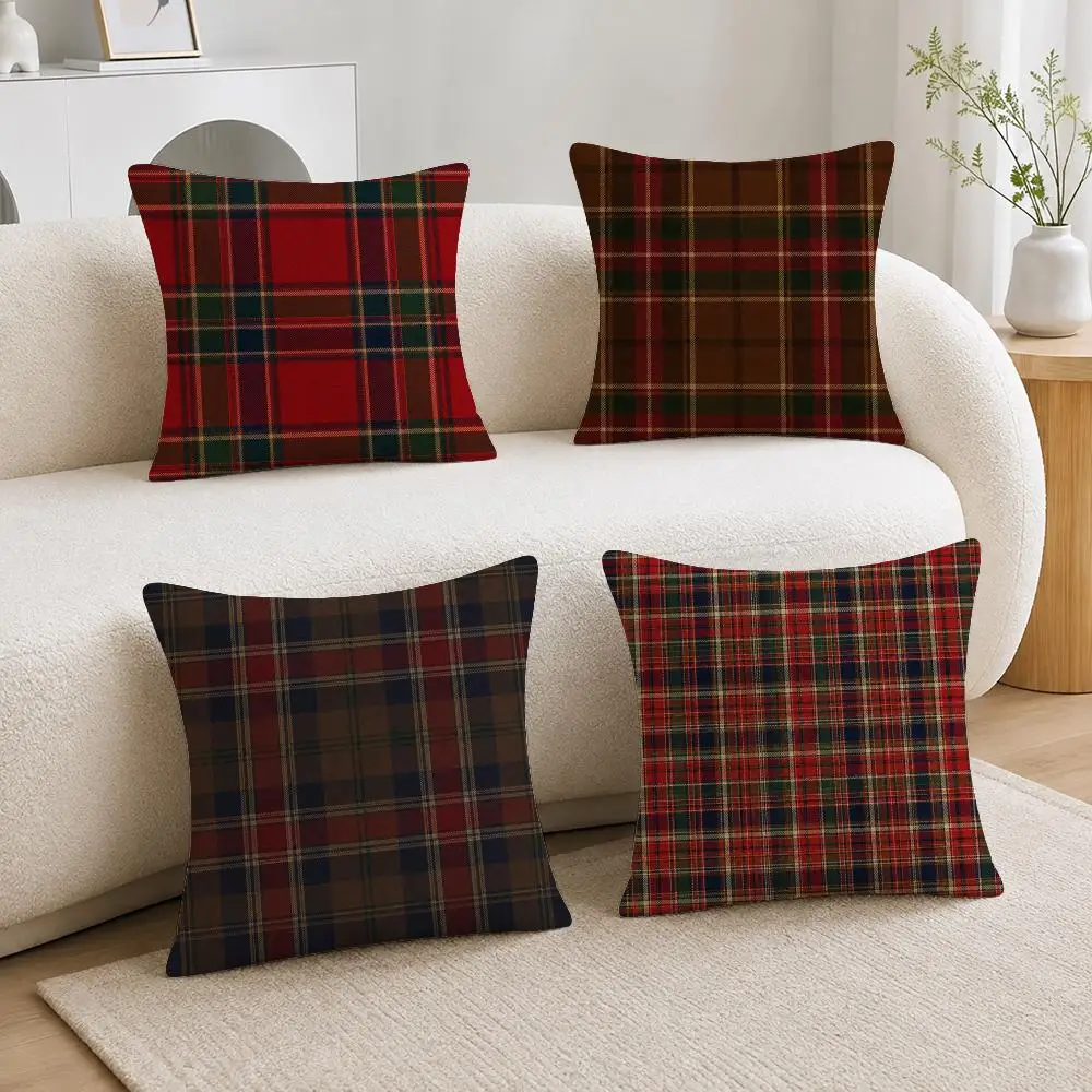 Pattern Plaid Tartan Pattern Cushion Cover Soft Plush Cushion Covers Fluffy Throw Pillow Cases for Sofa Bedroom Home Decor