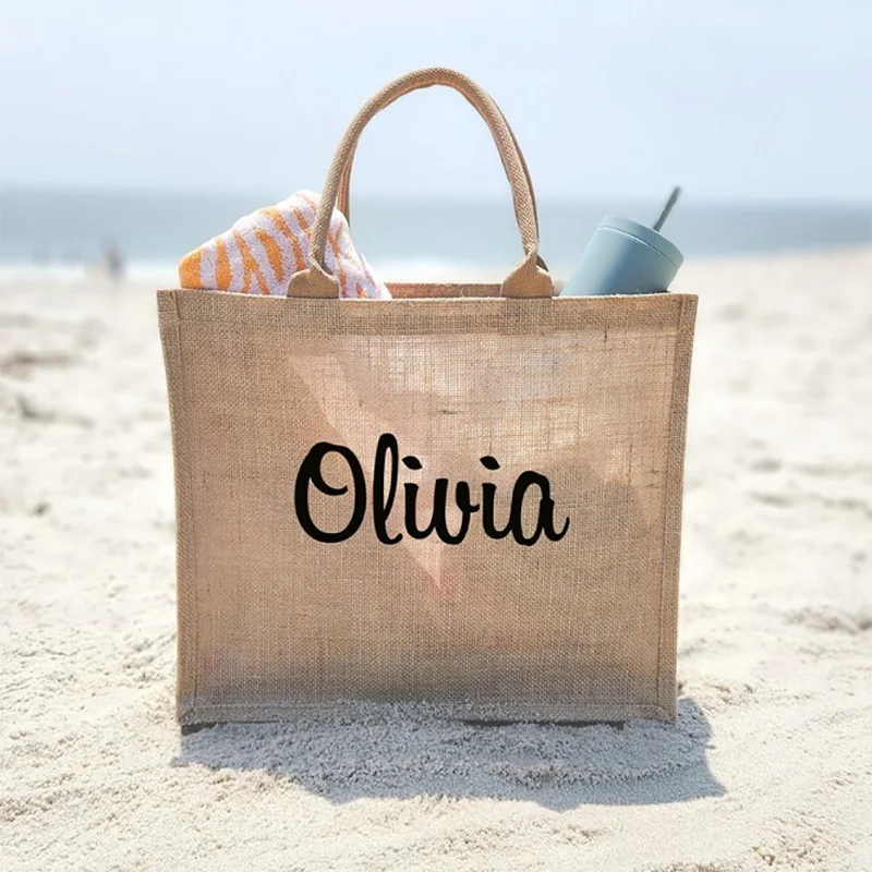 Personalized Beach Tote Bridesmaid Gift Destination Wedding Welcome Gift Bag Beach Bachelorette Favor Bags bride to be