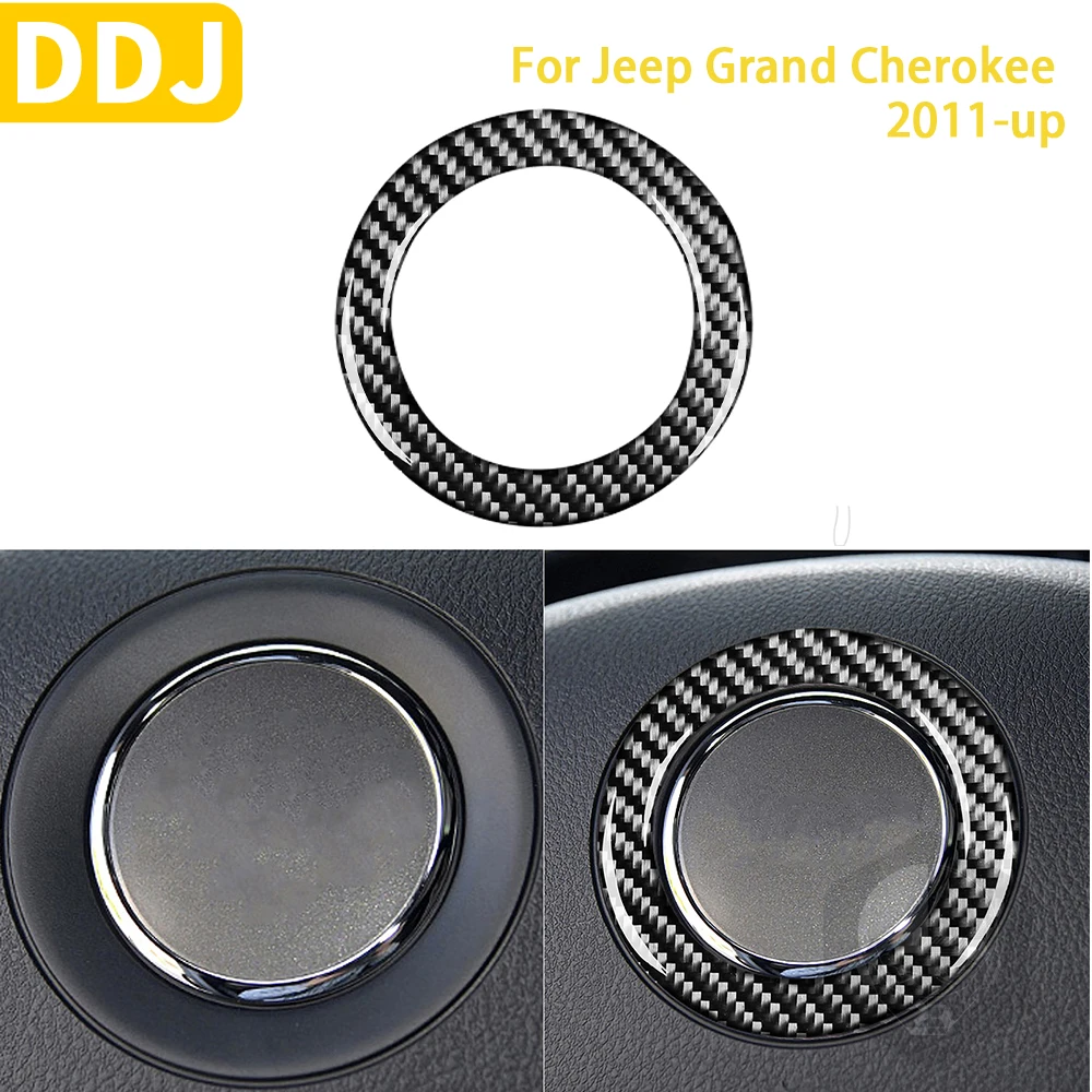 

For Jeep Grand Cherokee 2011-up Accessories Car Carbon Fiber Interior Steering Wheel Ring Trim Sticker Decoration