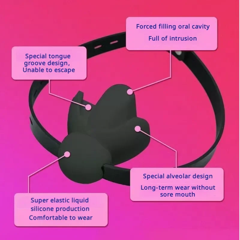 Bdsm سيليكون لعابه الكرة متعة اللسان الثابتة الكرة المكونات الفم يمكن خفها مع قناع