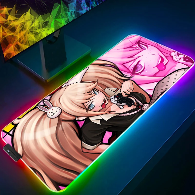 

RGB LED D-danganronpa Junko Enoshima Mouse Pad Gaming New Mousepad MousePads Table Keyboard Pad Non-Slip Soft Computer Desk Mat
