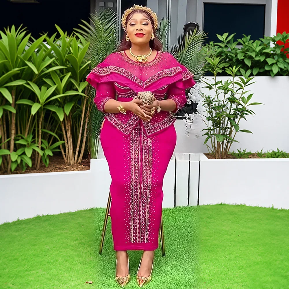 

Elegant African Dresses for Women 2025 Africa Clothing Plus Size Wedding Party Dress Dashiki Ankara Office Lady Outfit Robe
