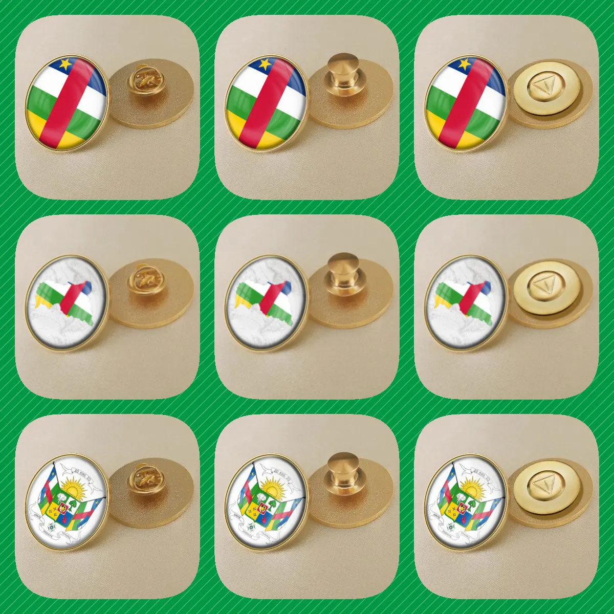 بروش خريطة جمهورية أفريقيا الوسطى ، الشعار الوطني ، شارات الخريطة ، دبابيس طية صدر السترة