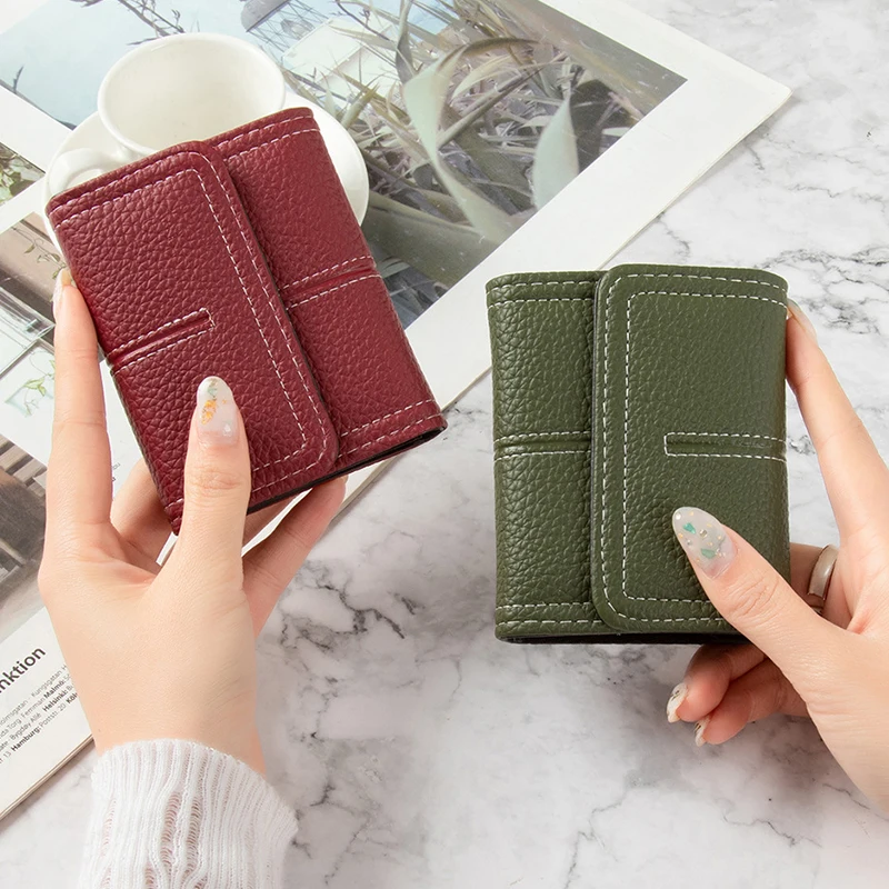 Neue Mini 8 Slots Karte Halter Tasche Einfache Feste Farbe Karteninhaber für Frauen Männer Kredit ID Card Organizer Leder Karteninhaber brieftasche