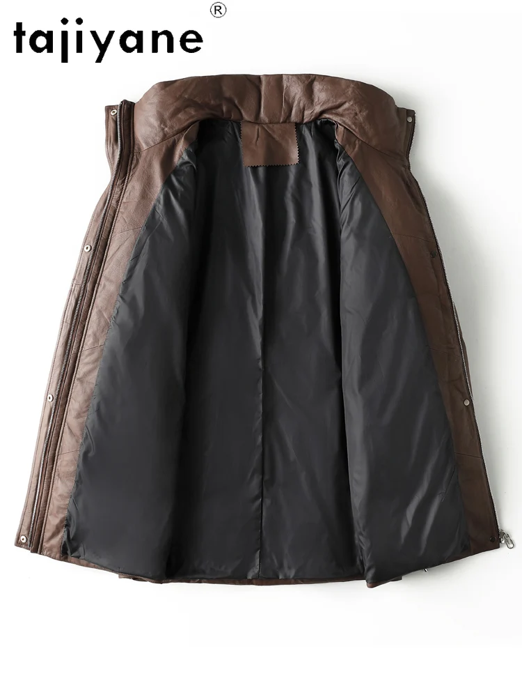Tajiyane branco ganso para baixo jaqueta de couro real feminino 100% pele carneiro gola para baixo casacos roupas de inverno 2025 дубл onderка