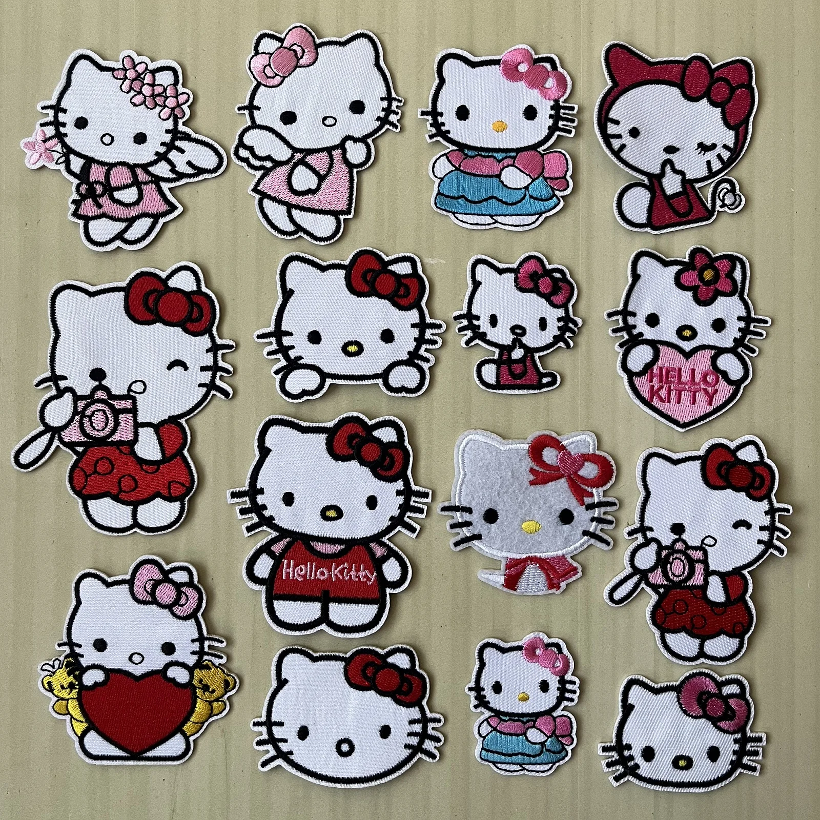 7/15Pcs Anime Hello Kitty KT Cat Sanrio Series For Child Clothes Iron on Embroidered Patches Sew Coat Jeans Applique Sticker
