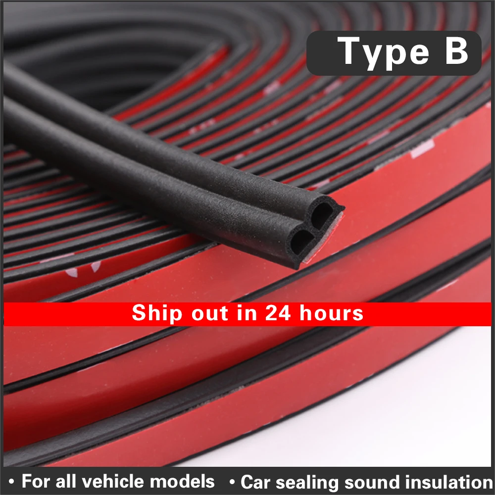 4m Car Door Rubber Seal Strip B type Auto Door Seal Sticker Sound Insulation car door weatherstrip automobile  car accessories