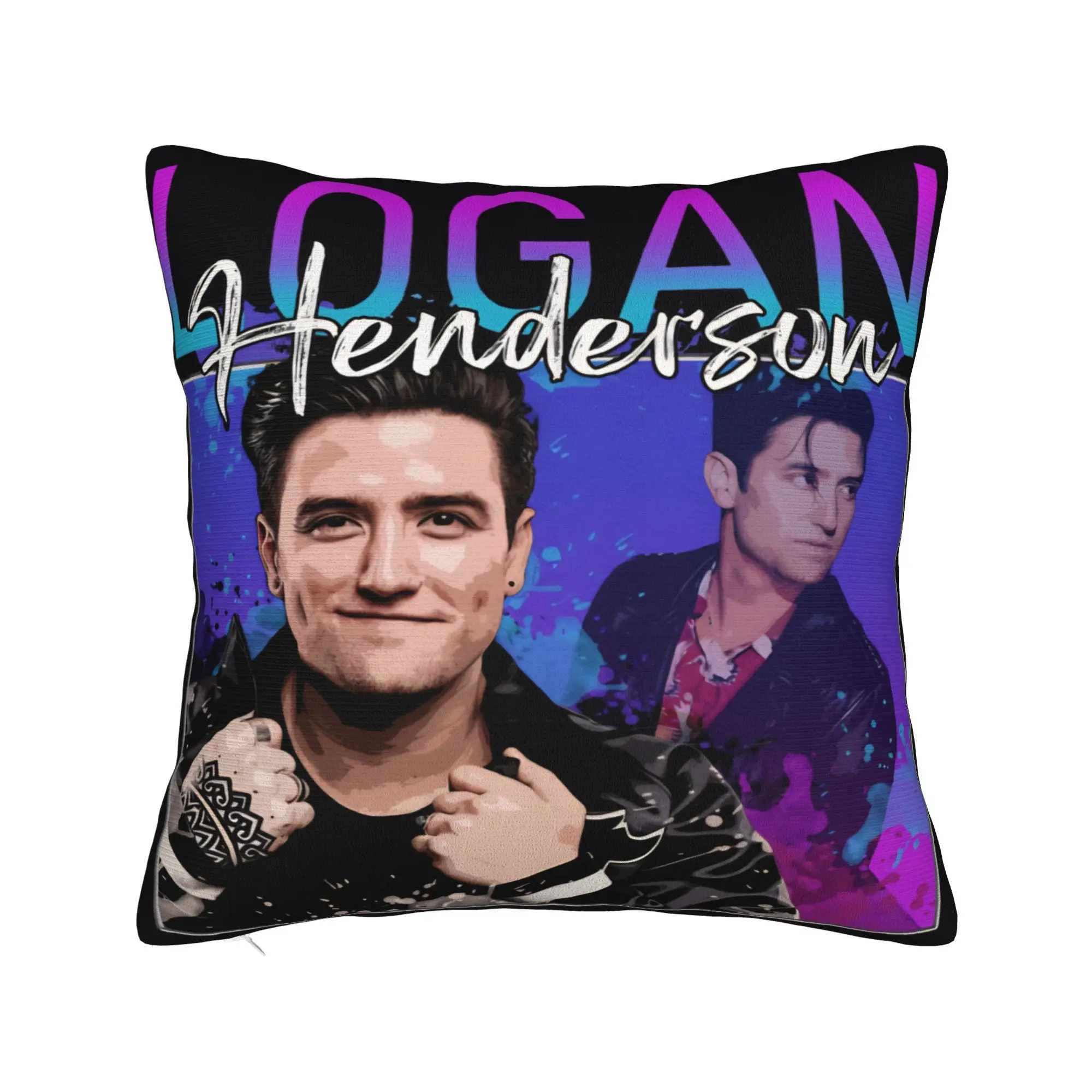 Funda de almohada Big Time Rush Logan Henderson, funda de almohada gráfica para sofá, coche, decoración del hogar, fundas de almohada Kawaii