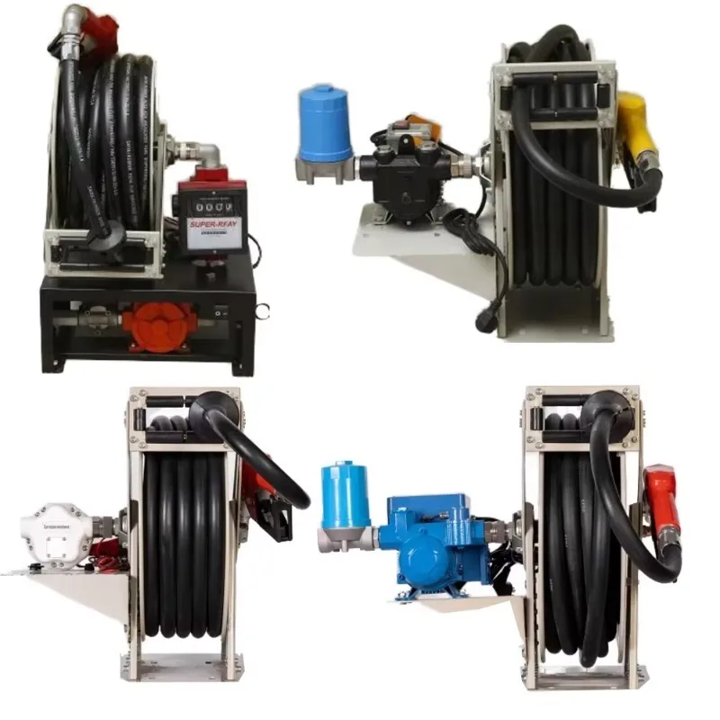 Factory Direct 15m Retractable Aluminium Fuel Hose Reel D Transfer Pump Assy Petrol Service Equipment