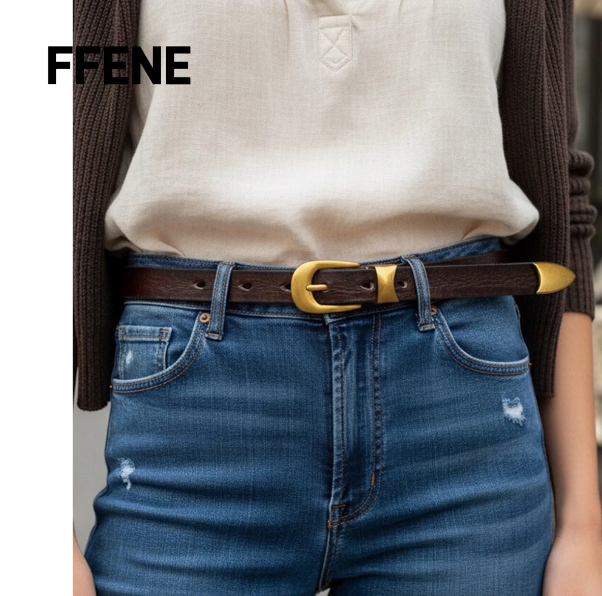 

[Influencer] Luxurious new first-layer cowhide women's genuine leather belt, slim, suitable for pairing with jeans, with retro