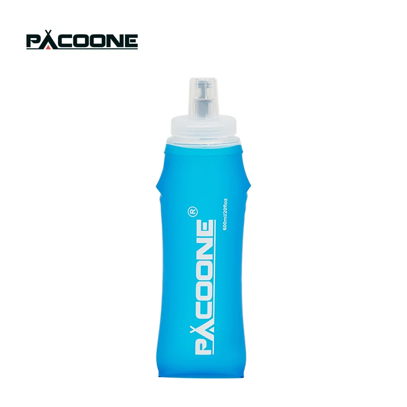 PACOONE Camping 600ml Soft Water Bottle Drinking Sport Folding Bag Flask Outdoor Running Hydration Pack Waist Bicycle BPA Free