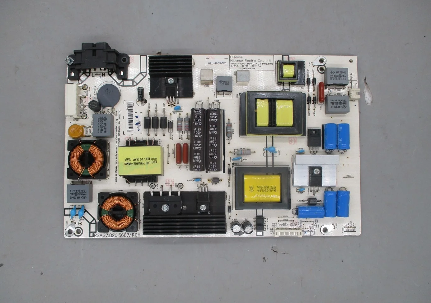 Desmontaje para Hisense Led43ec290n, placa de alimentación Rsag7 820,5687, 2 pines, 10 pines, condensador Dual