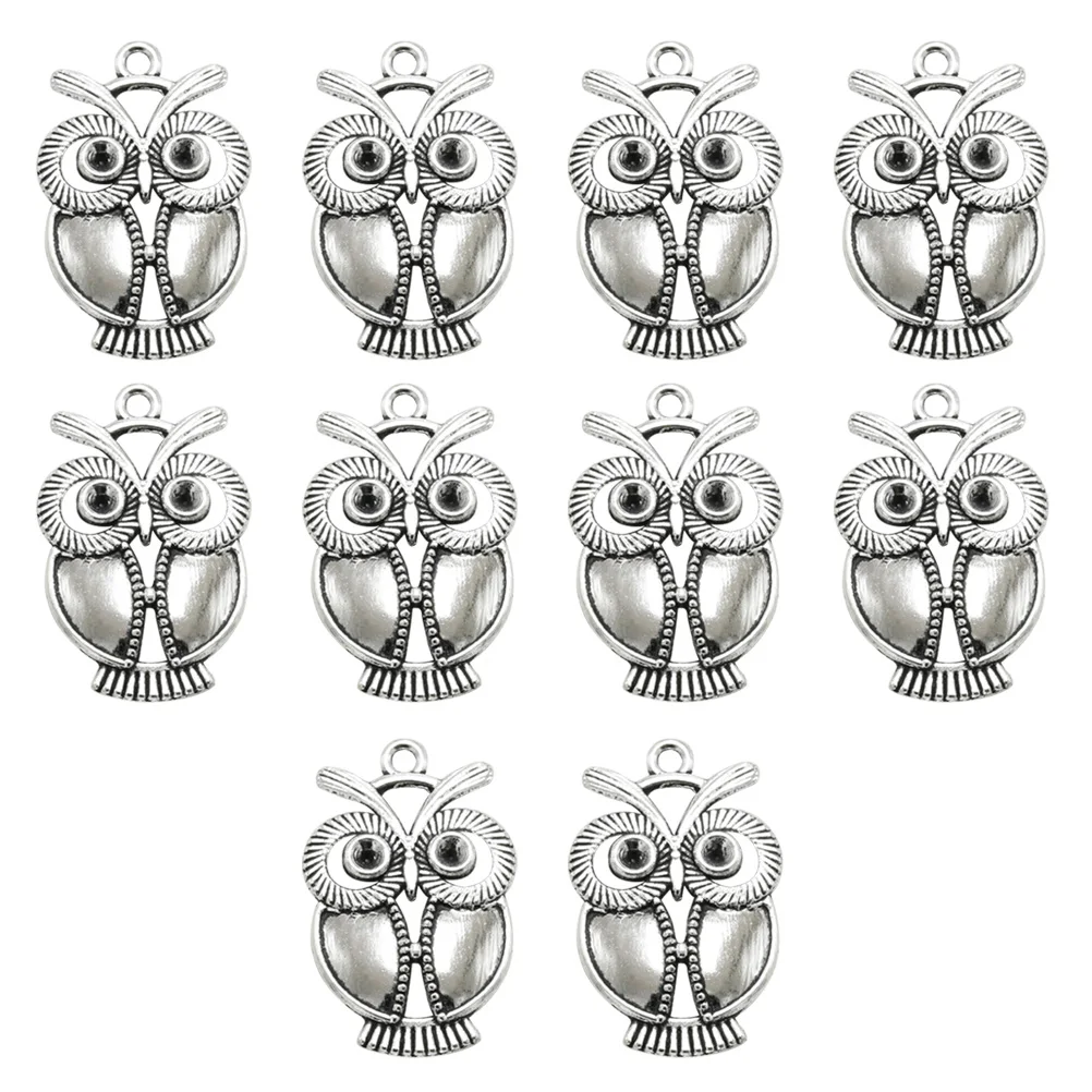 

10pcs DIY Jewelry Making Ancient Silver Color Owl Pendants For Jewelry Making Owl Charm Charms Diy Charm Pendant Craft Supplies