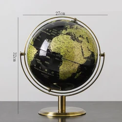 Globo Mundial Retro para Decoração, Mapa de Aprendizagem para Crianças, Acessórios de Mesa Modernos, Vermelho e Dourado, 2 Tamanhos