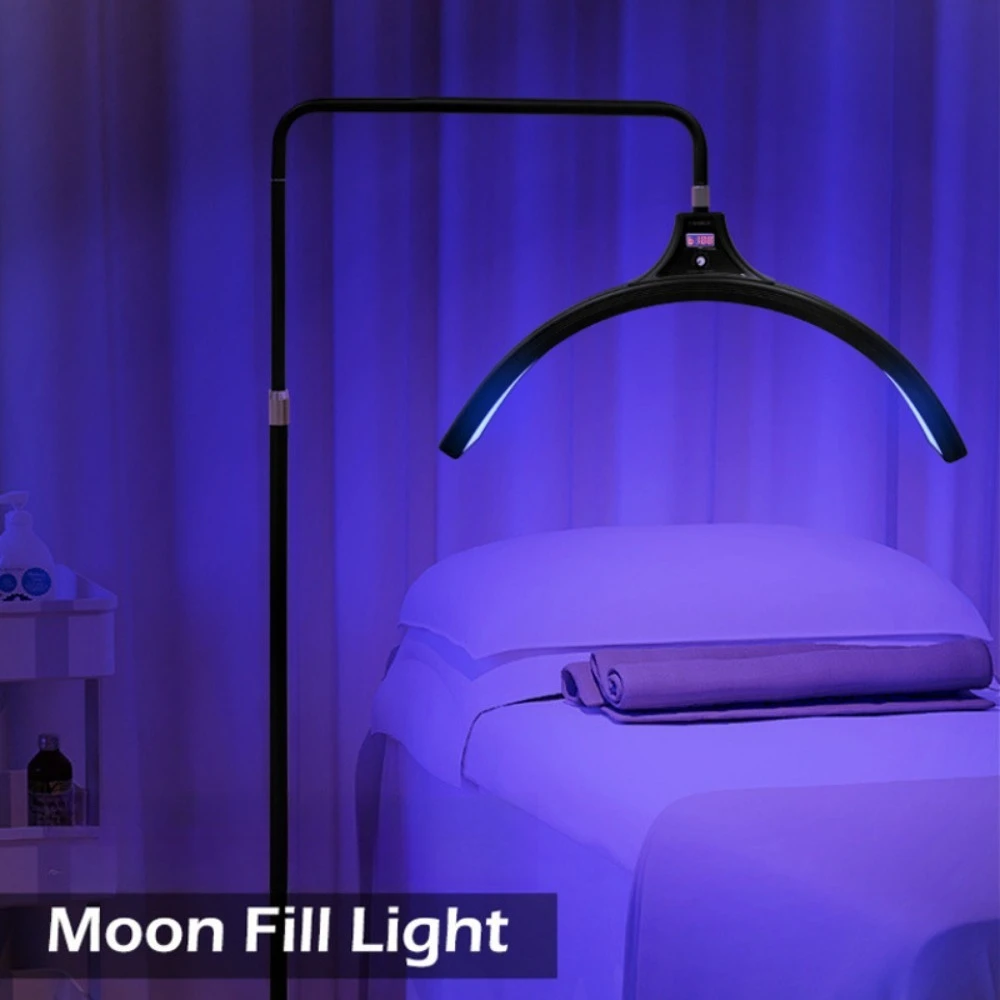 Half Moon LED Fill Light Floor Stand 50-100W Dimmable Eye Protection Eyelash Lamp for Live Stream Makeup Tattoo Photography