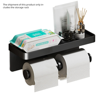 A38Q-Wall-Mounted Aluminum Alloy Toilet Paper Holder Toilet Roll Shelf Phone Stand For Bathroom For HOME Use