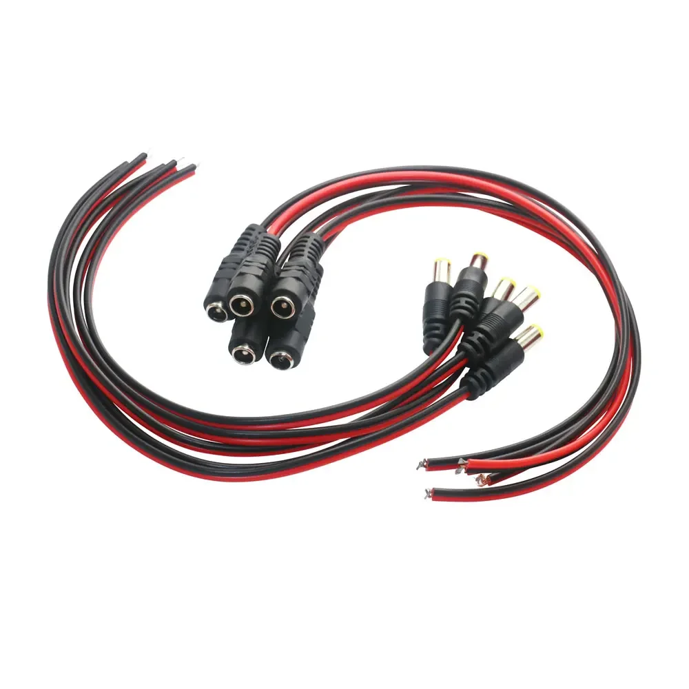 10PCS 12V Dc Male Female Jack Connectors Cable Wire Line Adapter Plug Power Supply 5.5 x 2.1mm Length 20CM