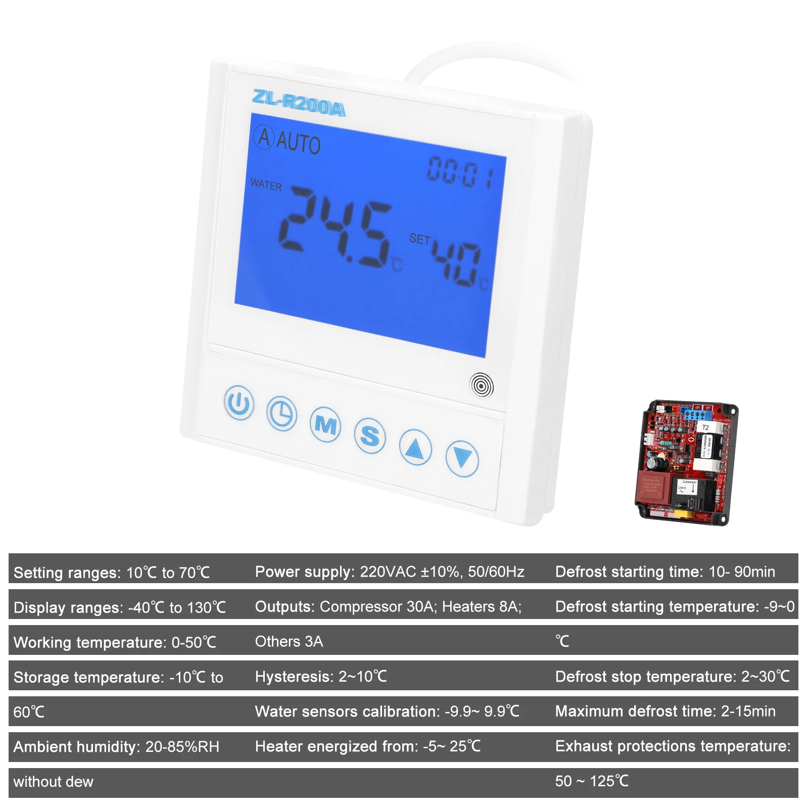 Universal Air Source Water Heater Controller Antifreeze Auto Deforst Water Flowing Warning Heat Pump Auxiliary Heating Controler