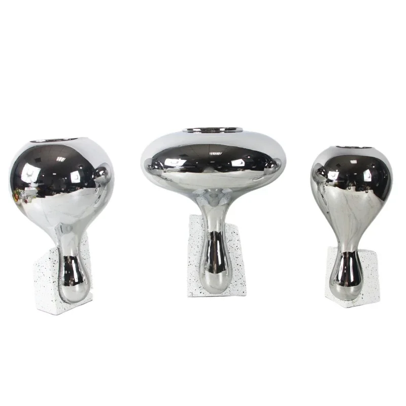 

Modern simple European silver water drop glass flower vase ornament