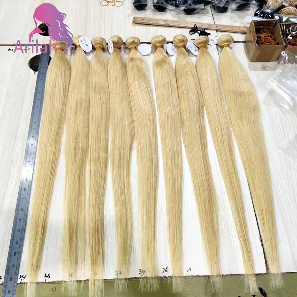 

1/3 шт. 613 светлые пучки человеческих волос, прямые 10-30 дюймов, 100% необработанные натуральные человеческие волосы, переплетение класса 12А, полный конец