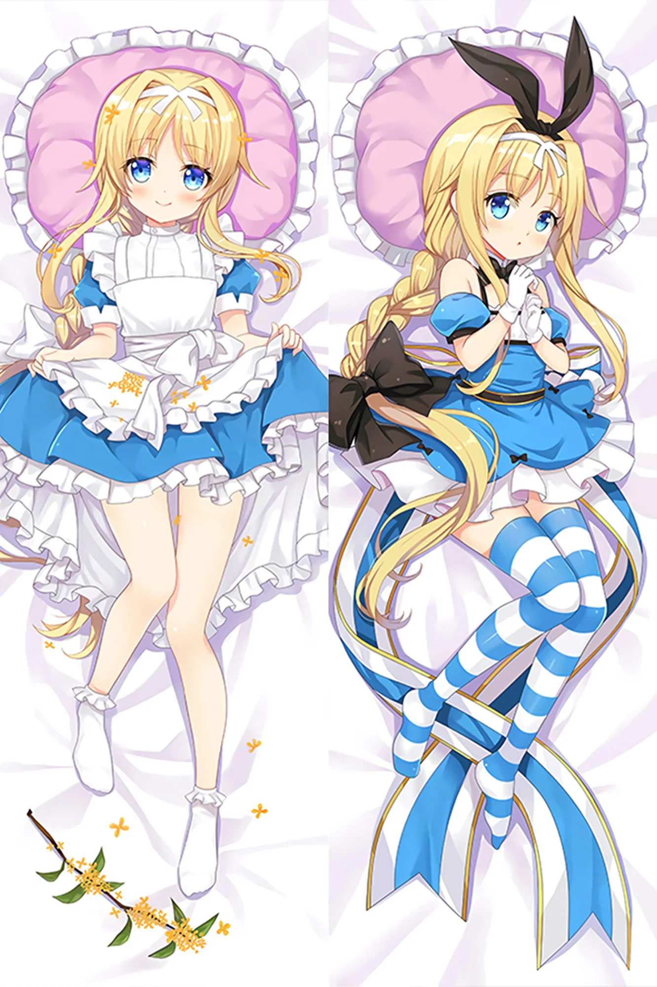 Dual Sided Print Dakimakura Cushion Cover Peachskin Skin‑friendly Anime Character Design Alice‑Zuberg for Home Bedding