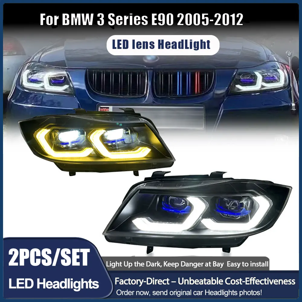 

Автомобильные аксессуары, лазерные фары для BMW 3 серии E90 320i 330i 2005-2012, налобный фонарь, белый и желтый сменный Drls Plug and Play