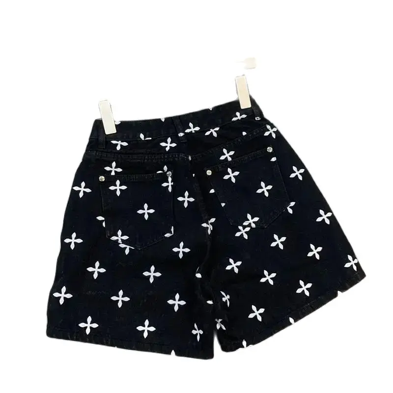 Printed Loose Wide-Leg Shorts Gym Shorts Hip Hop Cross Print Baggy Summer Fashion Casual Beach Running Short Pants