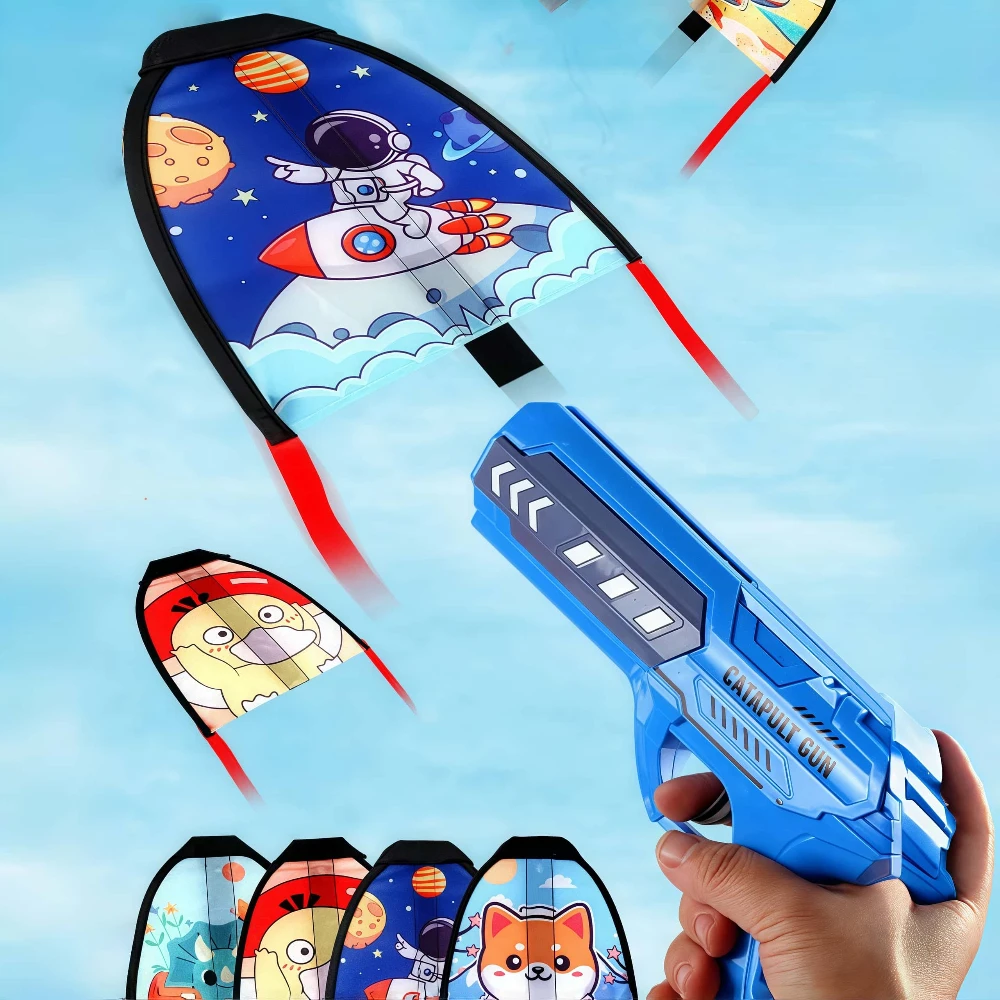 Catapult Kite เครื่องร่อนเครื่องบินปืนสําหรับเด็กกลางแจ้ง Soaring Flash Launch มือโยนของเล่นบินทนทานสนุกเที่ยวบินเกม