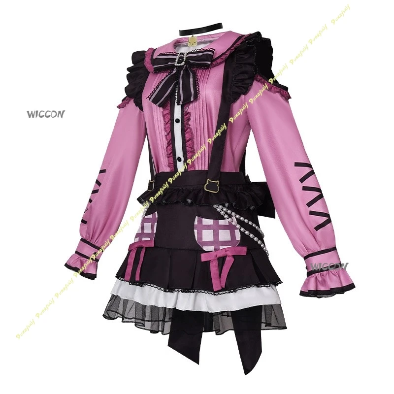 أزياء أنيمي الفتيات التأثيرية بانج دريم! فستان يوكينا ميناتو، مريلة وردية، إكسسوارات شعر مستعار، ملابس للحفلات اليومية، عيد الميلاد والهالوين