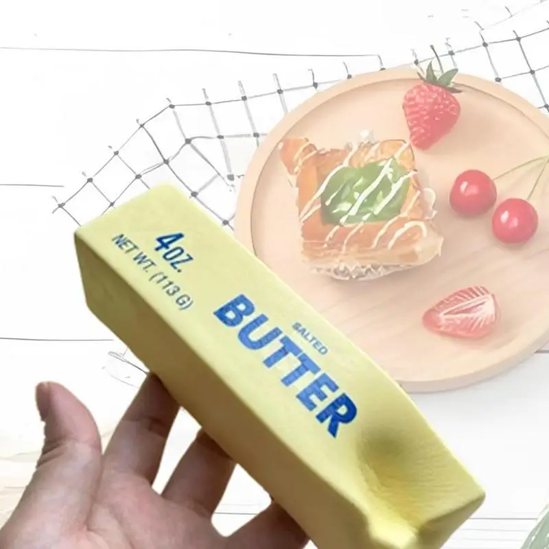 Fidget Squeeze Toy Butter Stick Squeeze Food Toys Realistic Sticky Butter Soft Fake Food Scented Sensory Fidget Toys For Kids