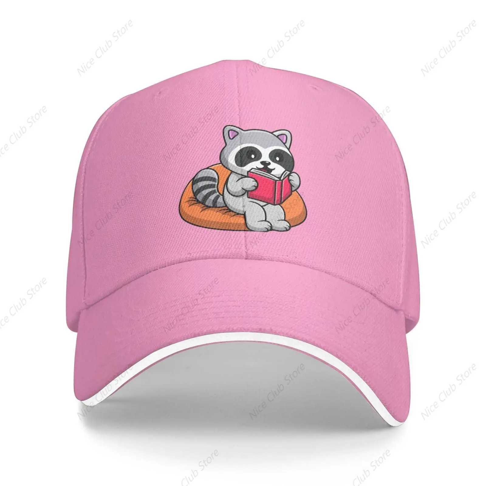 Cute Raccoon Reading a Book on a Pillow Baseball Cap Women Men Hat Adjustable Golf Caps Dad Sun Hat