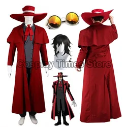 New Vampire Hunter Cosplay Hellsing Alucard Costumes Cool Man Suits Content Long Coat Best Outfits Glasses Wigs Cap