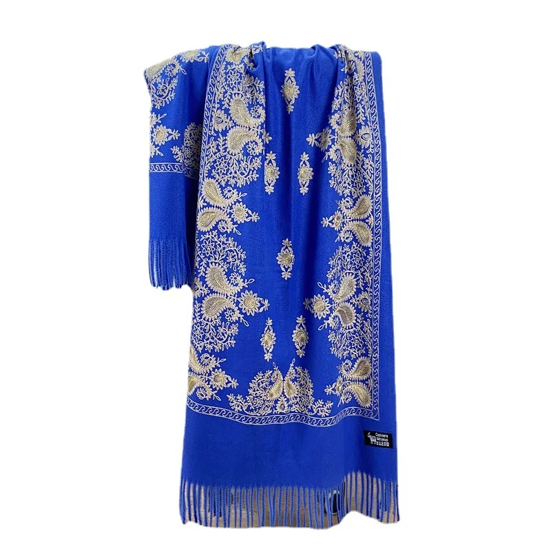 

New Arrived All-Match Shawl Women Thick Warm Pashmina Cashmere Scarf Autumn Winter Oversize Soft Scarf Shawl Embroidery Blanket