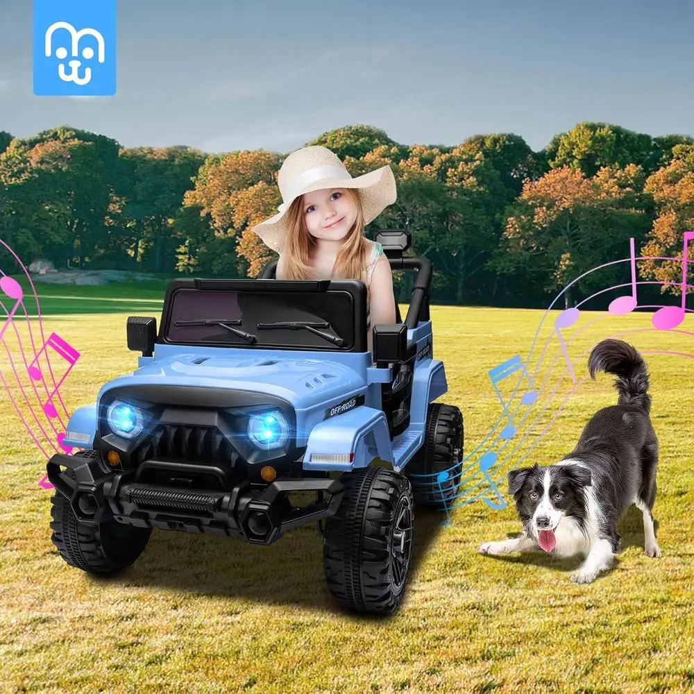 12V Kids Electric Ride on Truck Car Remote Control, Twin 35W Motors 3.5MPH Max Speed, Bluetooth Music Player, 4 Wheels Suspensio