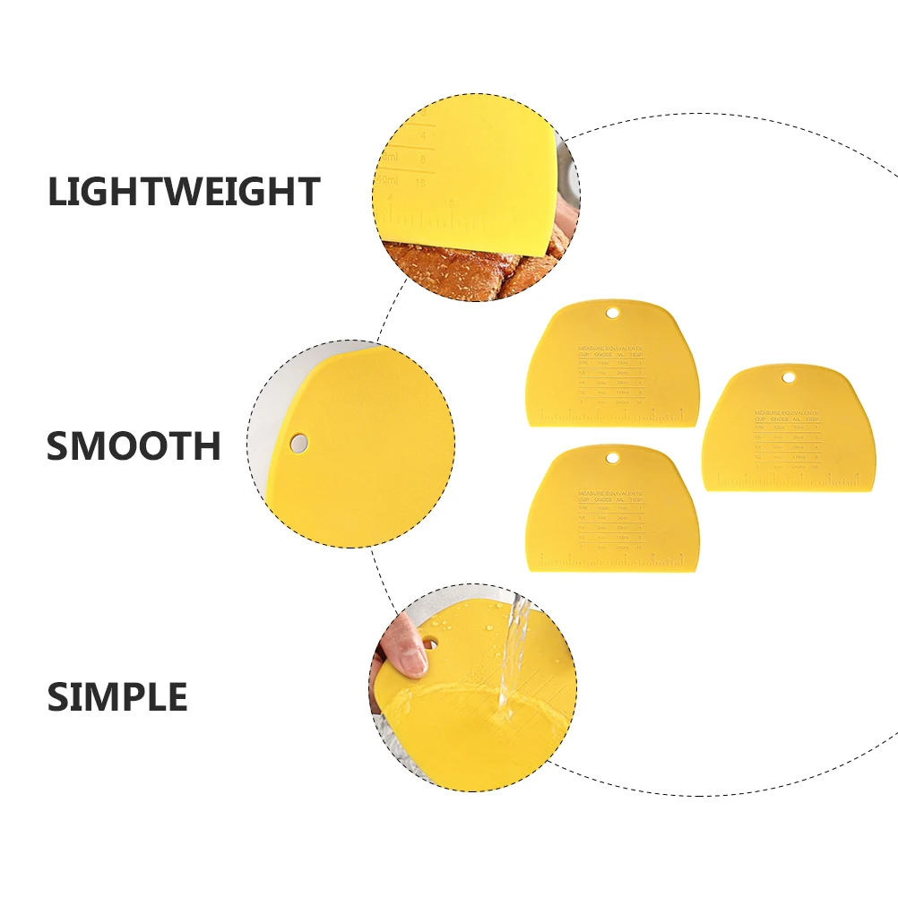 

3Pcs Multipurpose Food Scrapers Dough Cutters Baking Supply Kitchen Baking Tool Butter Pastry Cream Smoothing Essentials